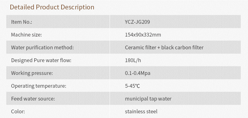 SS304 Housing Mineral Countertop Kitchen Water Filter For Remove Chloride