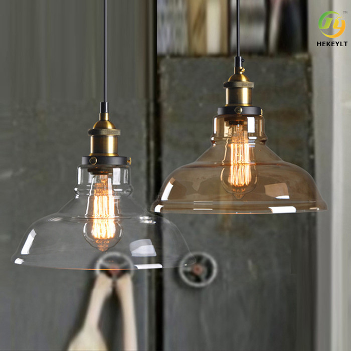 Nordic LED Glass Clear Or Brown Single dinning room Pendant Light