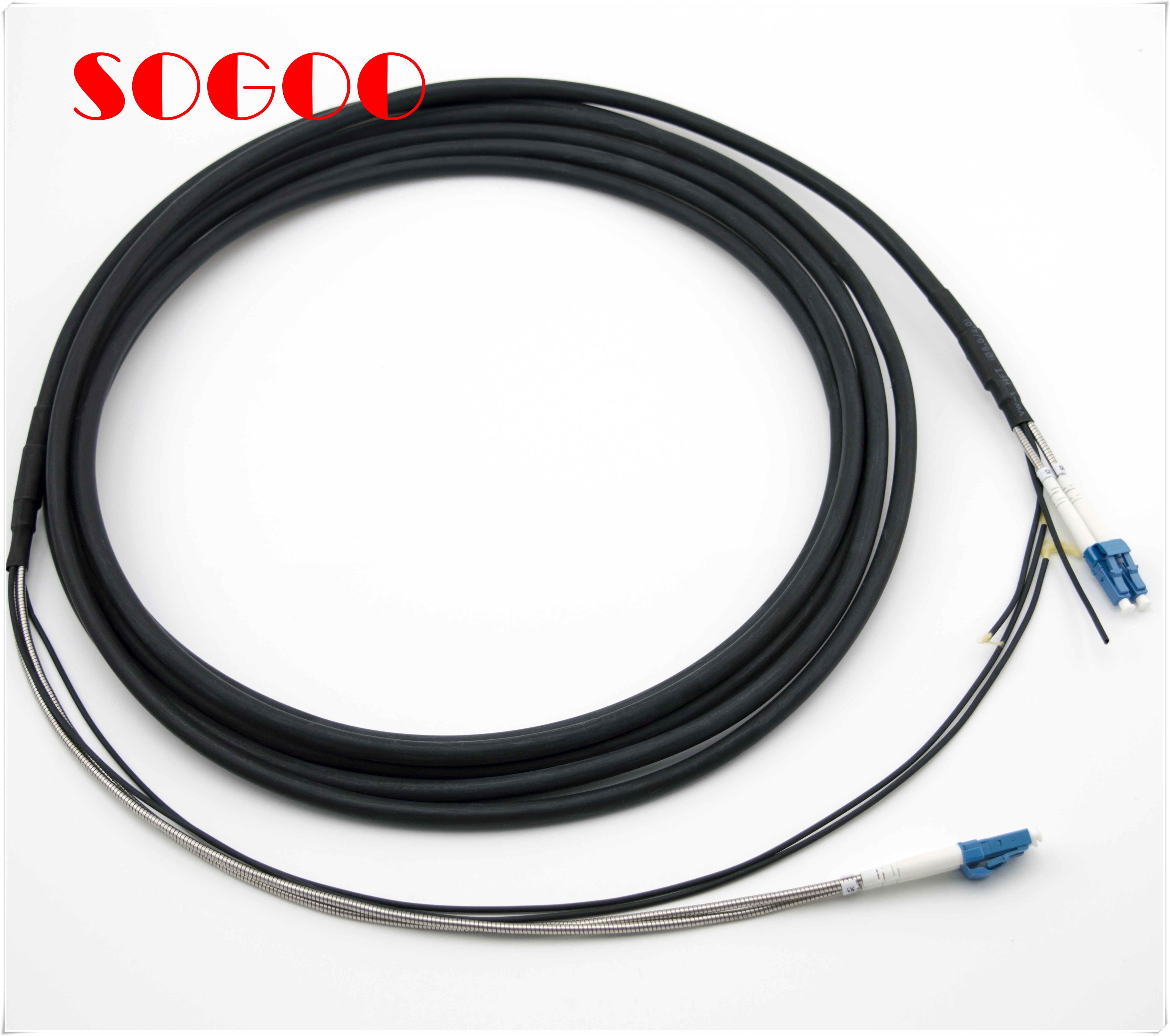 Armored Outdoor Duplex Patch Cord OM3 OM4 LC / UPC Outdoor Fiber Patch Cord