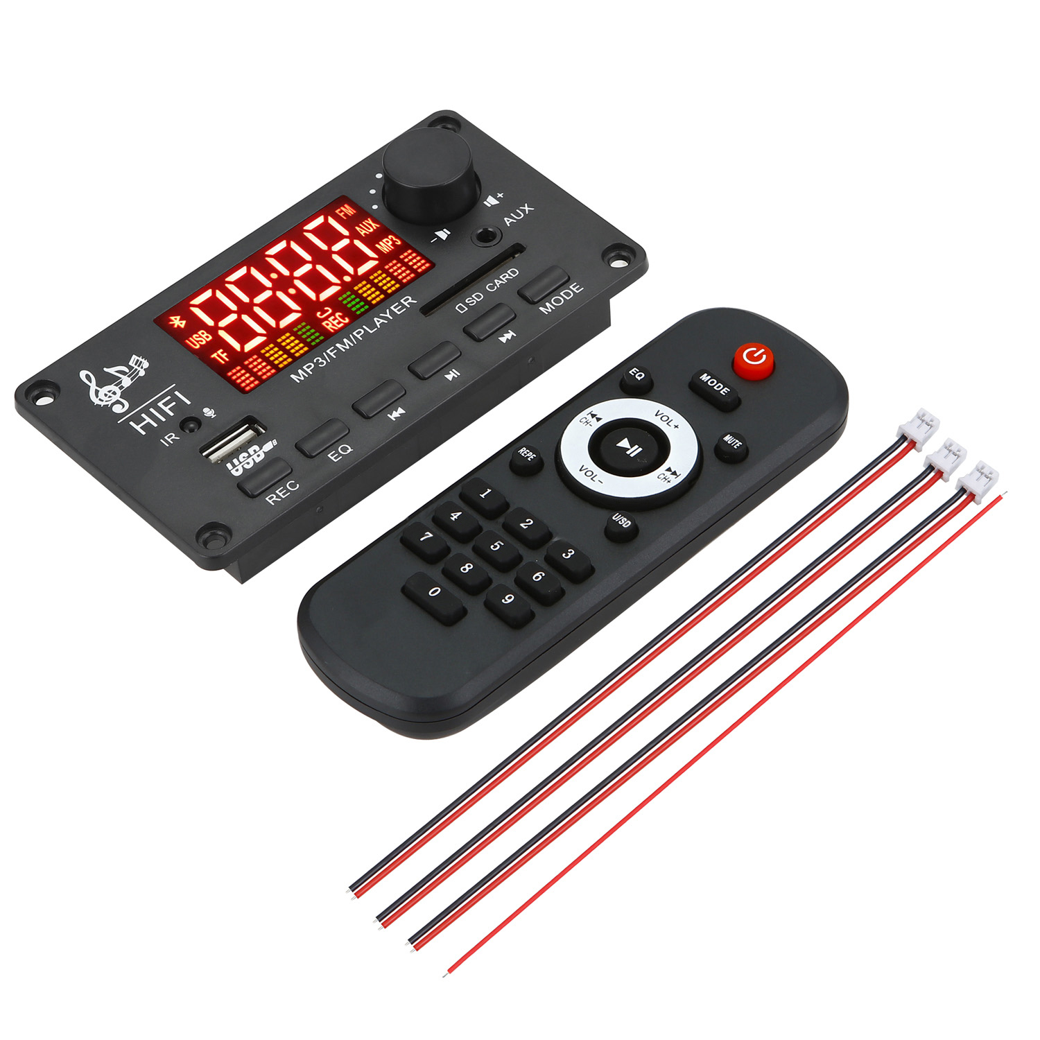 MP3 Player USB Module BT 5.0 MP3 Decoder Board FM AUX Radio Recording Power Amplifier