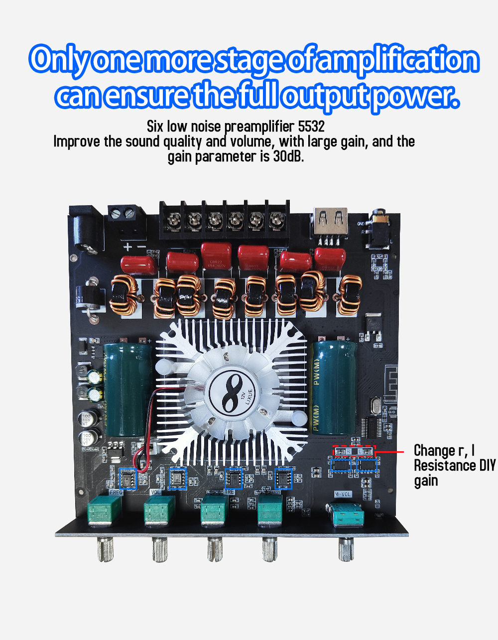 ZK-AS21 2.1 Channel Audio Amplifier Module TPA3255 Subwoofer 220WX2+350W 220WX2+350W Amplifier Board ZK-AS21