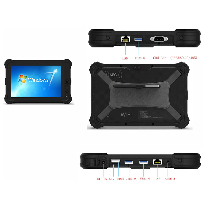 10.1 Inch Industrial Rugged Tablet Computer Rj45 Rs232 Win 10 Win 11 Pro Os I5 I7