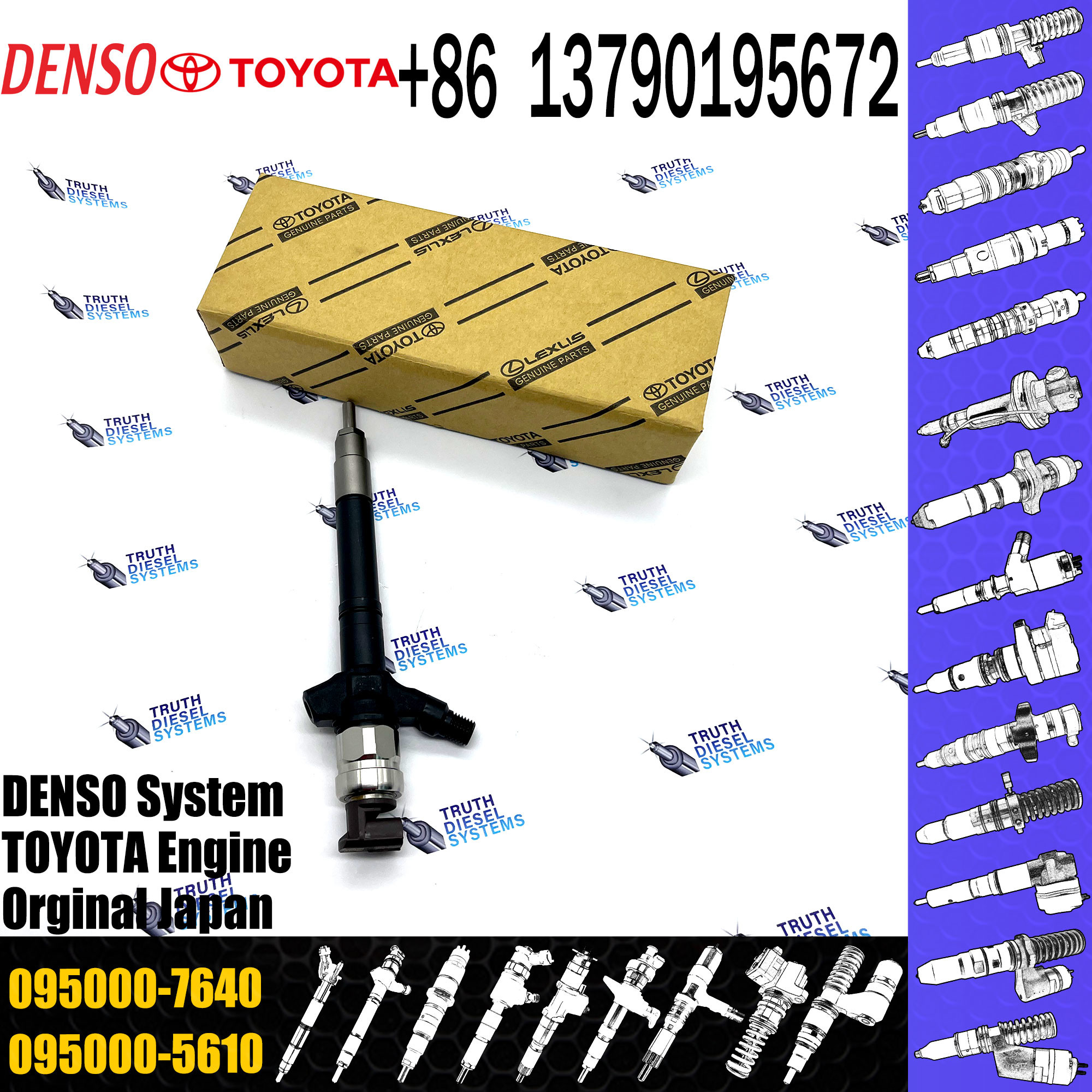 High Quality Common Rail Injector 095000-7280 095000-7630 095000-7631 095000-7640 For 1VD Diesel
