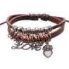 Buy cheap Double strands LOVE charm leather bracelet, ringed beads genuine leather band from wholesalers