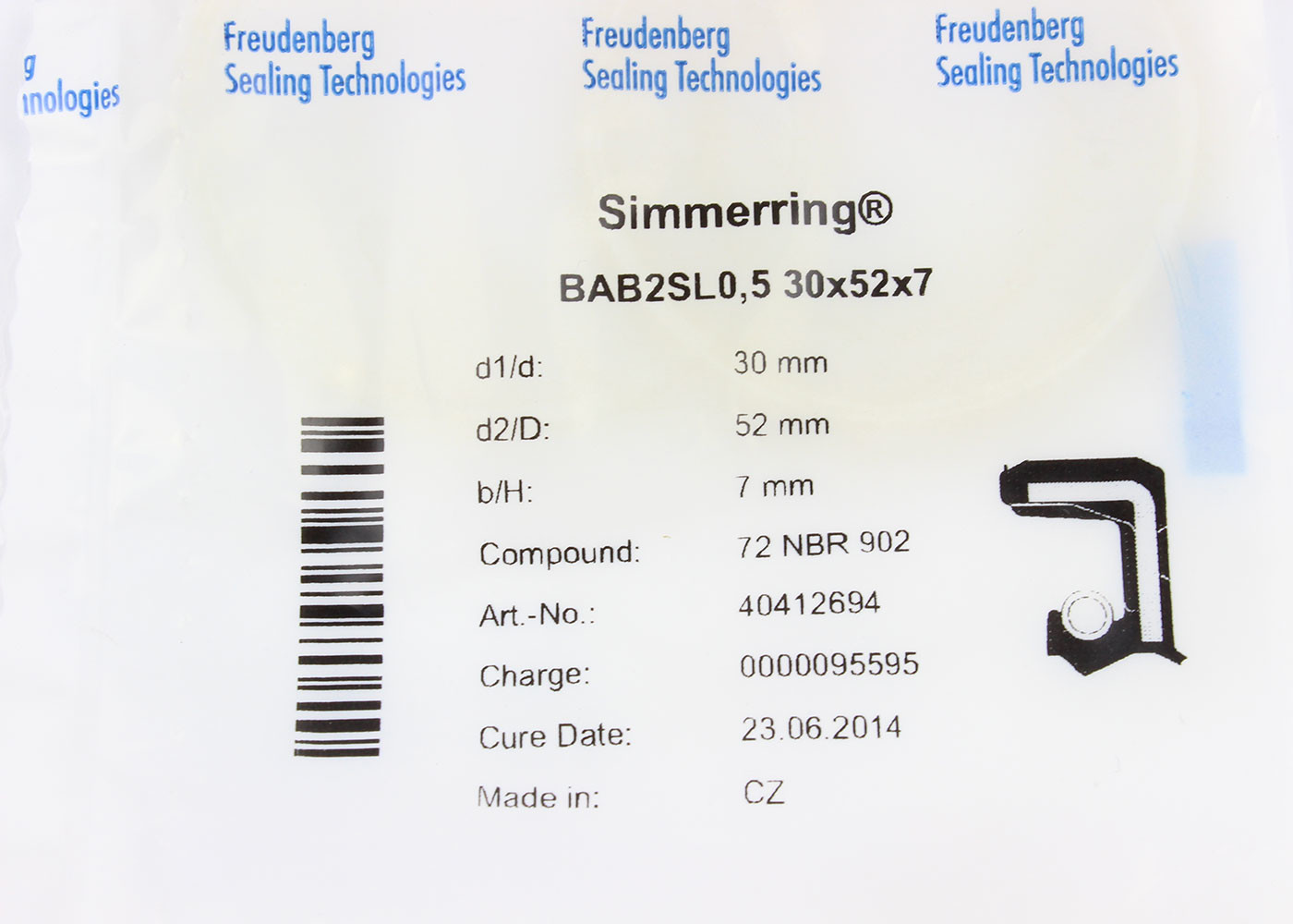 75 HA HD Hardness High Pressure Oil Seals 40412694 OD ID H 30 52 7 Speed 1.5m/s