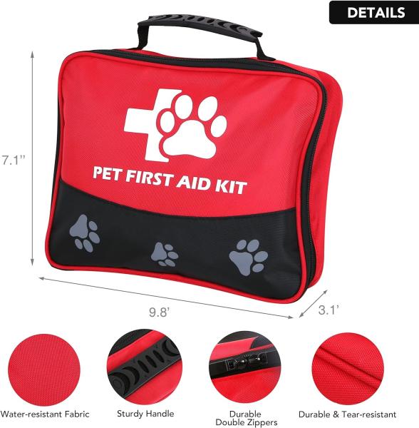 Pet First Aid Kit, 105 Piece Nursing Supplies With Emergency Collar, First Aid