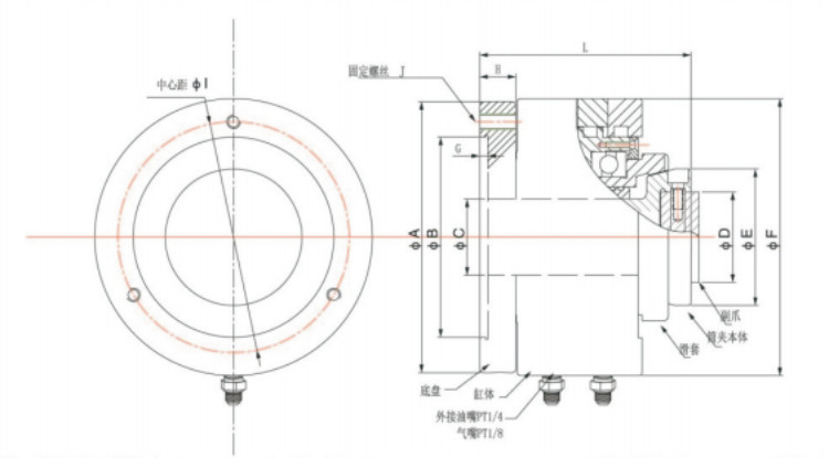 Hydraulic Rotary Collet Chuck For CNC Laser Cutting CNC Machine