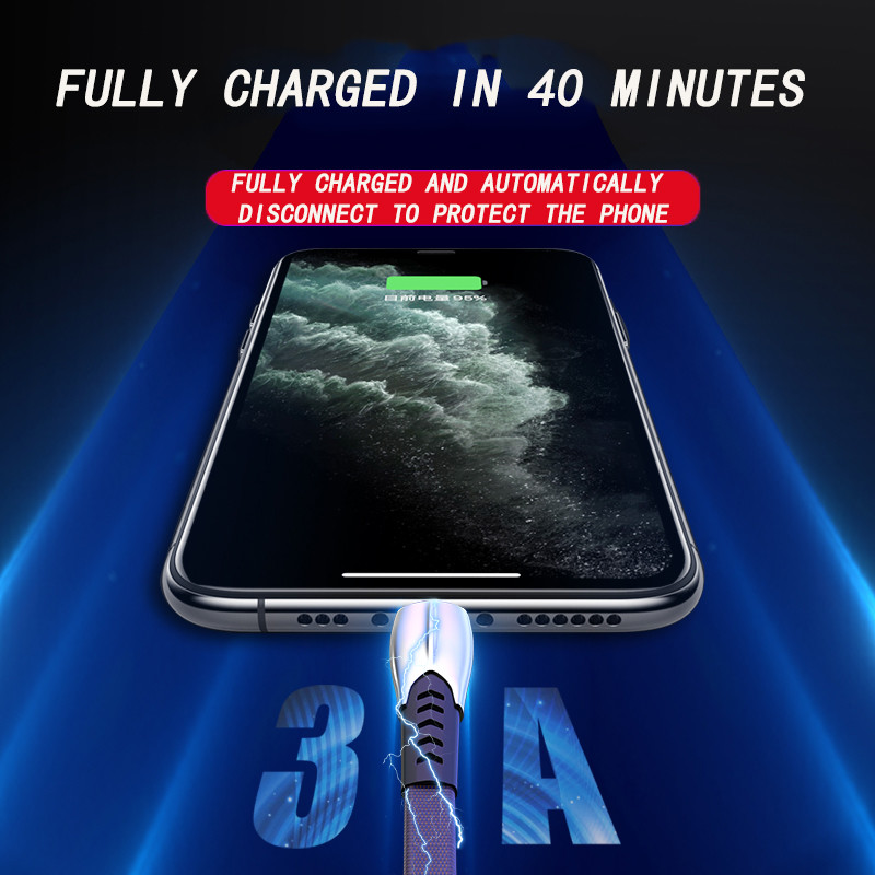 Zinc Alloy 3A Fast Charging Cable 3 In 1 USB 2.0 Transfer Data
