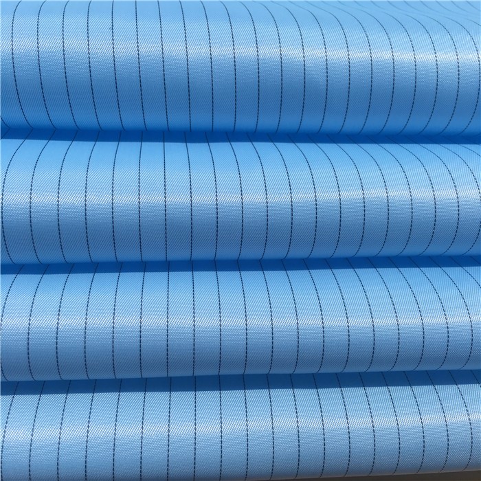 100D Polyester Twill Anti Static ESD Stripes Fabric for Clearing Room Overoll Material