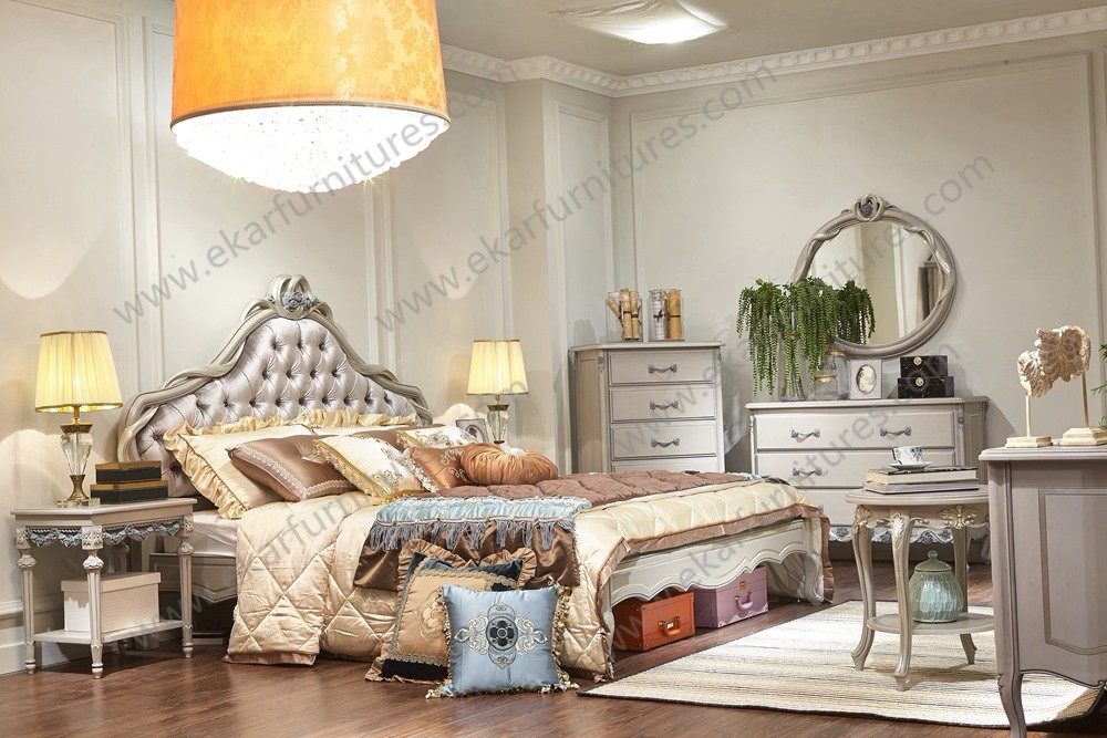 Vintage White bed with Wedding Bedroom Furniture Design JO-A202