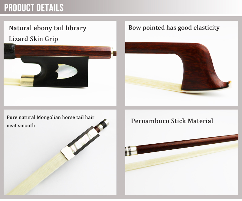 Pernambuco Violin Bow Good Balance Warm Tone With Natural Mongolia Horsehair