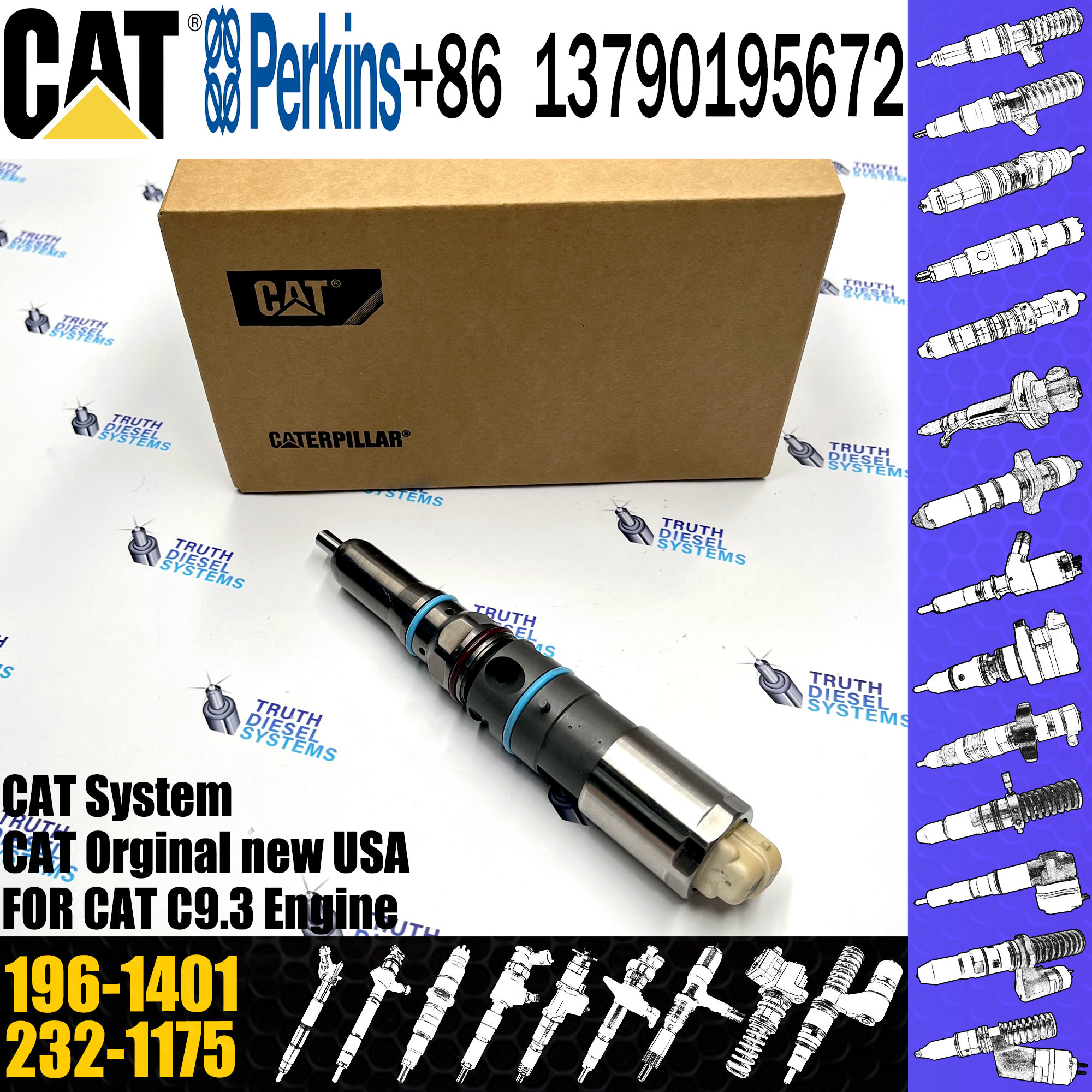 Diesel Common Fuel Rail Engine Injector 196-1401 138-8756 456-3589 155-1819 324-5467 232-1183 364-8024