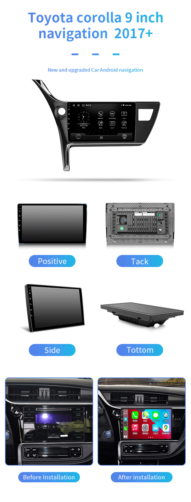 Car DVD Player For Toyota Corolla Android Car Navigation GPS Video Radio Stereo Multimedia
