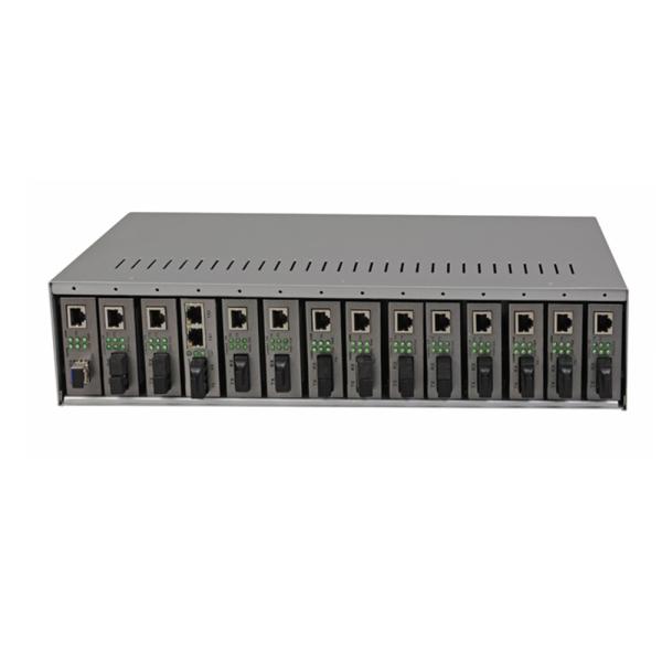 14 Slot Media Converter Rack Chassis 19 Inch 2U Dual AC220V For Fiber Ethernet