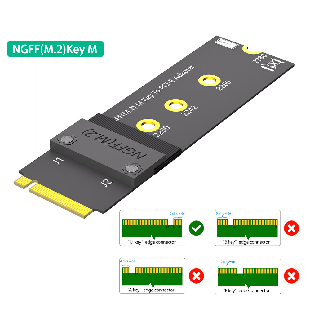 M.2 NGFF Key M NVMe SSD Extension Cable Extender PCIe3.0 X4 Full Speed High Speed SSD Desktop Computer Extension Cable