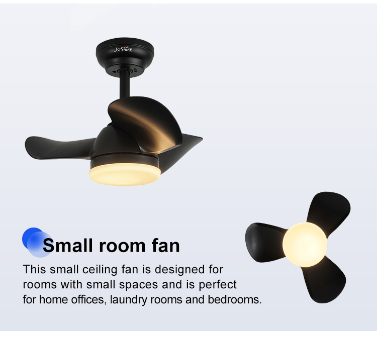 20 Inch 3 Black ABS Blades Remote LED Ceiling Fan with 3 Color LED Light and DC Motor