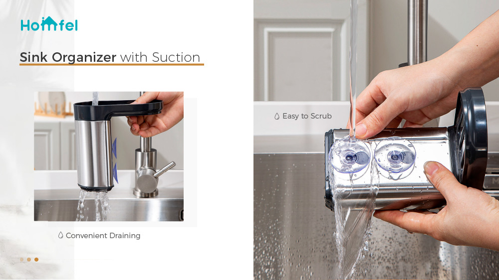 Multifunction Sink Caddy Organizer , Self Draining Kitchen Sink Tidy With Suction
