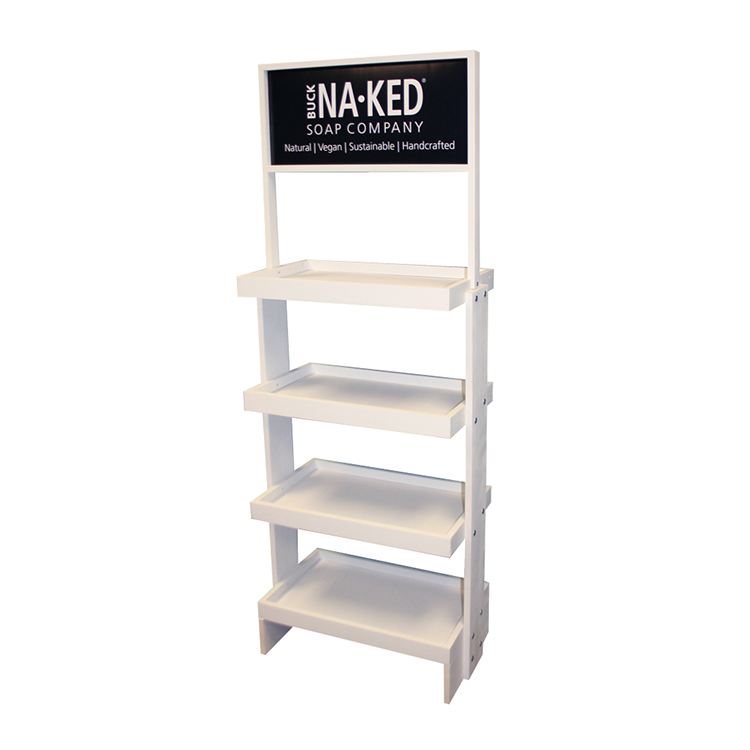 Wood Cosmetic Product Display Stands Baby Care Skin Products Display Wooden Stand