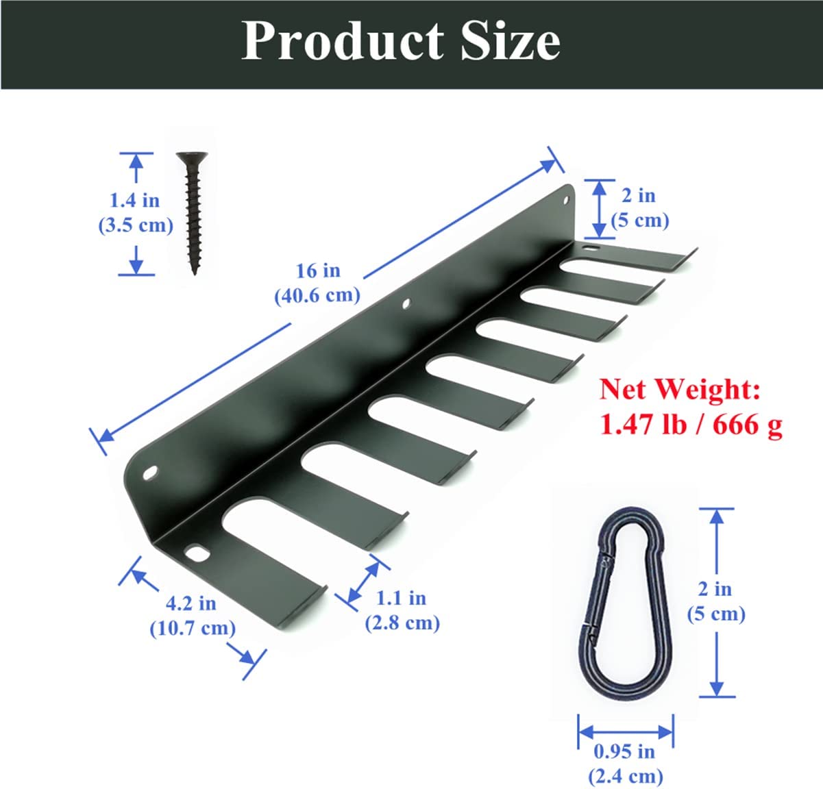 16 Bat Metal Baseball Bat Rack Holder for Wall Mount Sports Equipment Storage