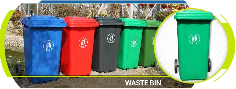 Big Rubbish Mobile Garbage Rubbish Bin Trash Can Good Quality 120L Plastic Outdoor Rolling Cover Type Standing Rectangular