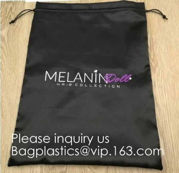 Large Black Satin Dust bag,Rose Gold Satin Drawstring Bag For Jewelry,Black