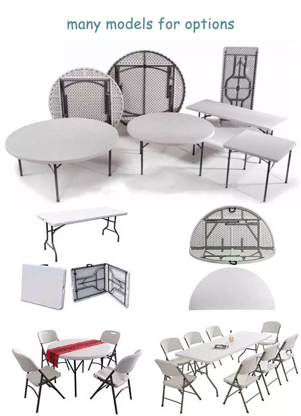 5ft HDPE Plastic Round Table Foldable Portable For Outdoor Party Event
