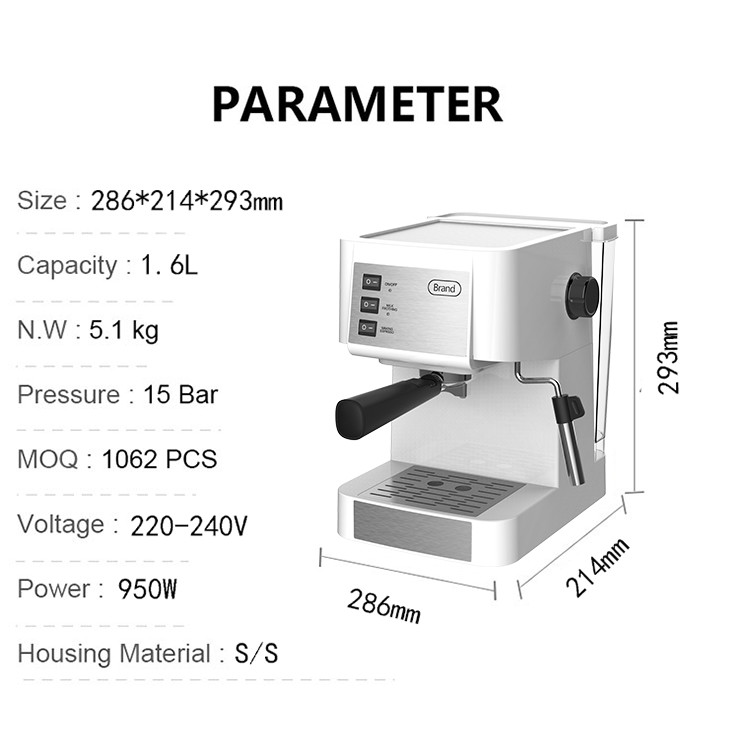 CM-1699 Office Metal Espresso Coffee Machine Detachable Frothing Nozzle