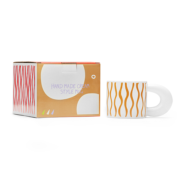 Ready To Ship In Stock Unique Handmade Ceramic Mugs Colorful Striped Pattern Tea Milk Porcelain Mug 3d