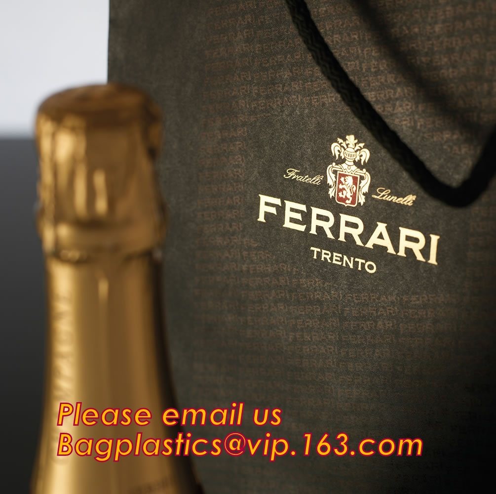 Gold foil stamp matt laminated black handle rope hair extension packaging bag red paper bag,Handle Brown Kraft Gift Pape