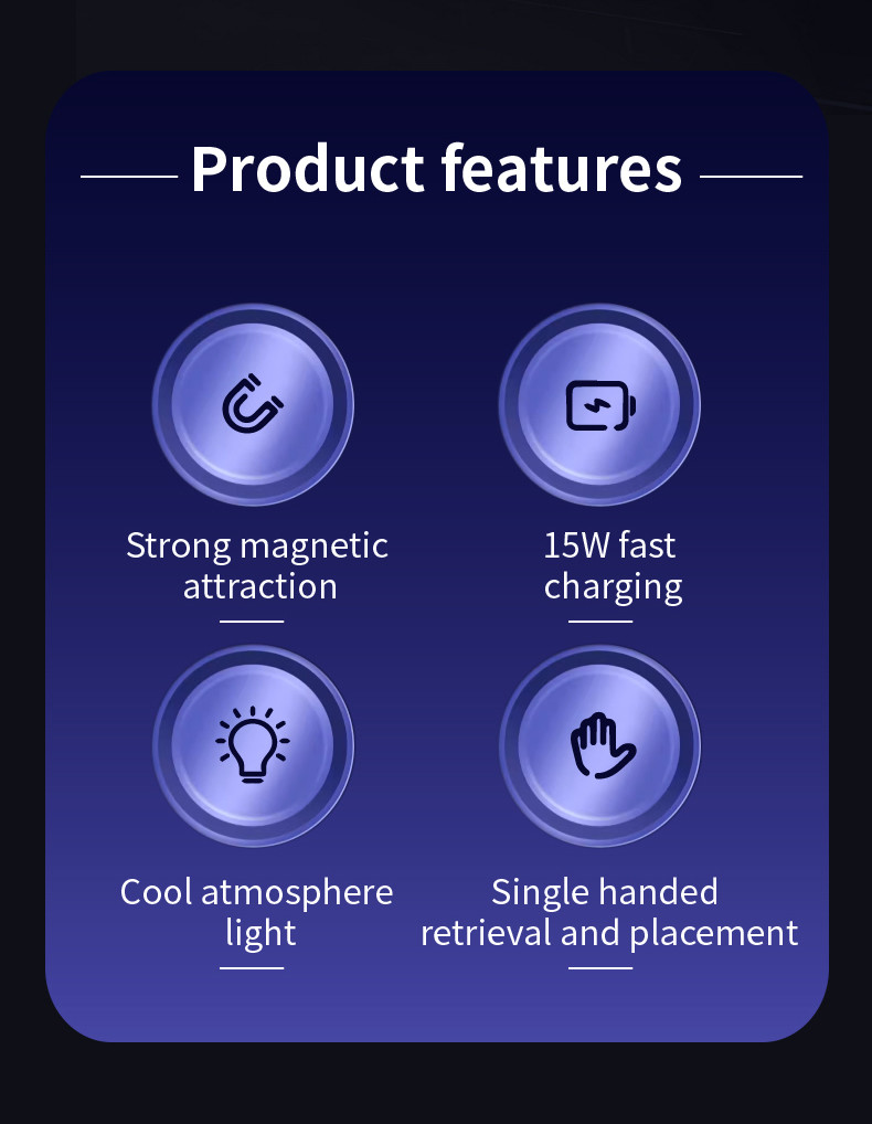 Universal Air Vent Magnetic Wireless Charger For Car with RBG Light