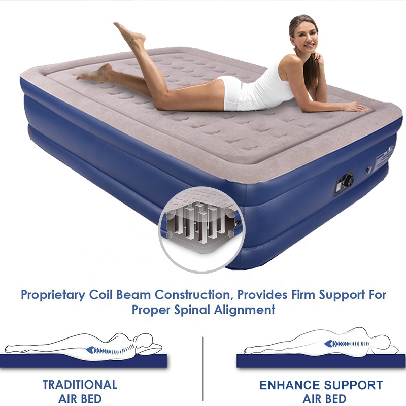 Electric Inflation air mattress hot selling Blow Up Air Bed Soft Plush Flocking Mattress Durable Automatic