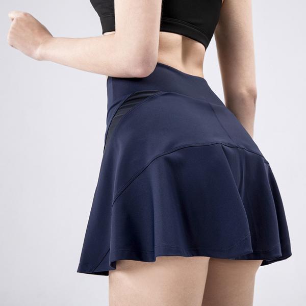 High Elastic Female Tennis Skirts Spliced Mesh With Inner Pockets Golf Skirts