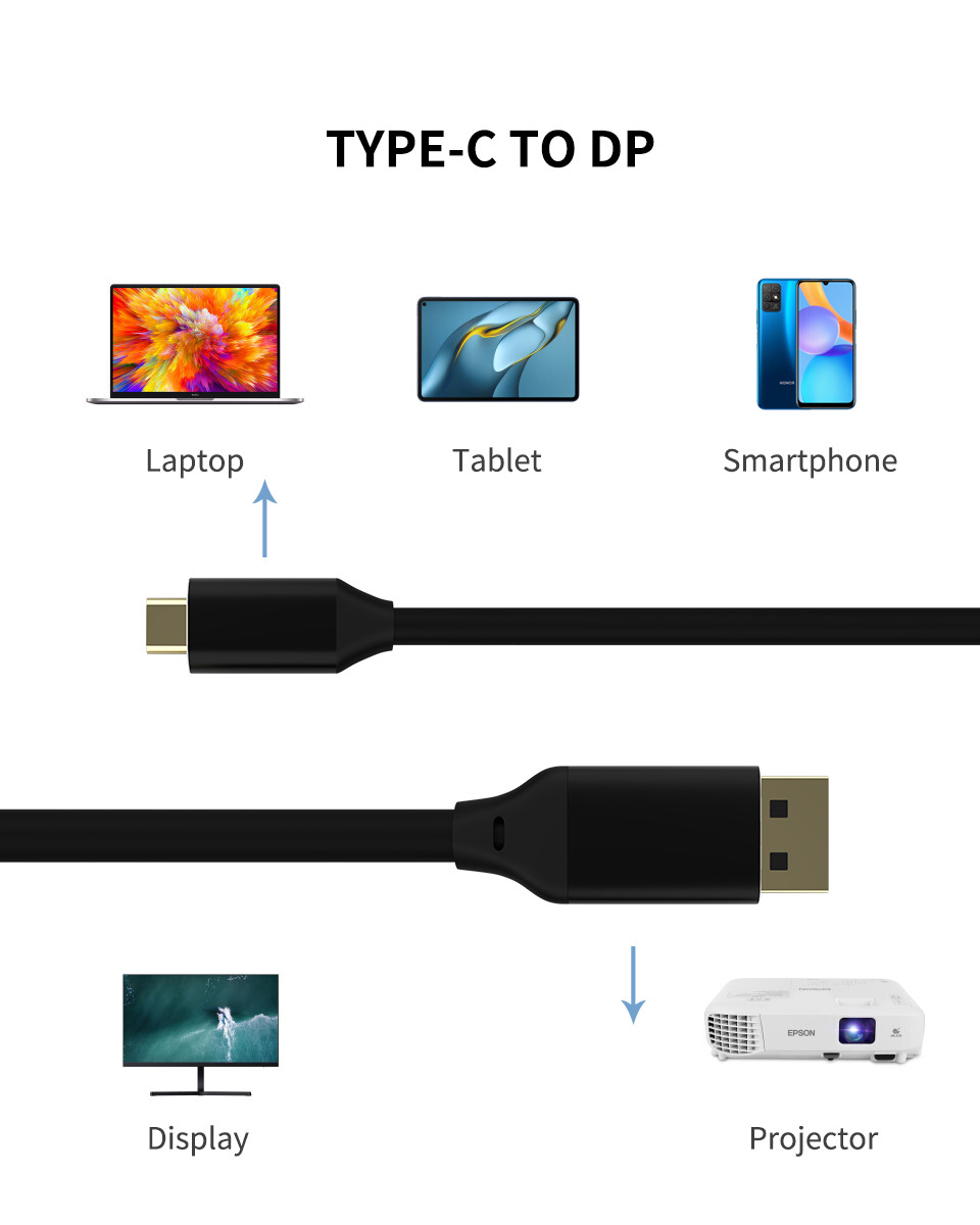 24k Gold Plate Type C To DisplayPort 4K 60Hz Cable Compatible For MacBook