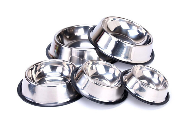 1000ml Non Slip Stainless Steel Dog Bowls Pet 5.5cm Sliver Metal