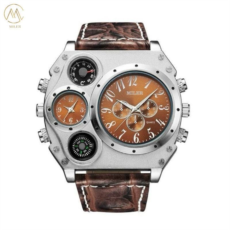 Customized Leather Strap Quartz Watch 30m Waterproof Quartz Wrist Watch