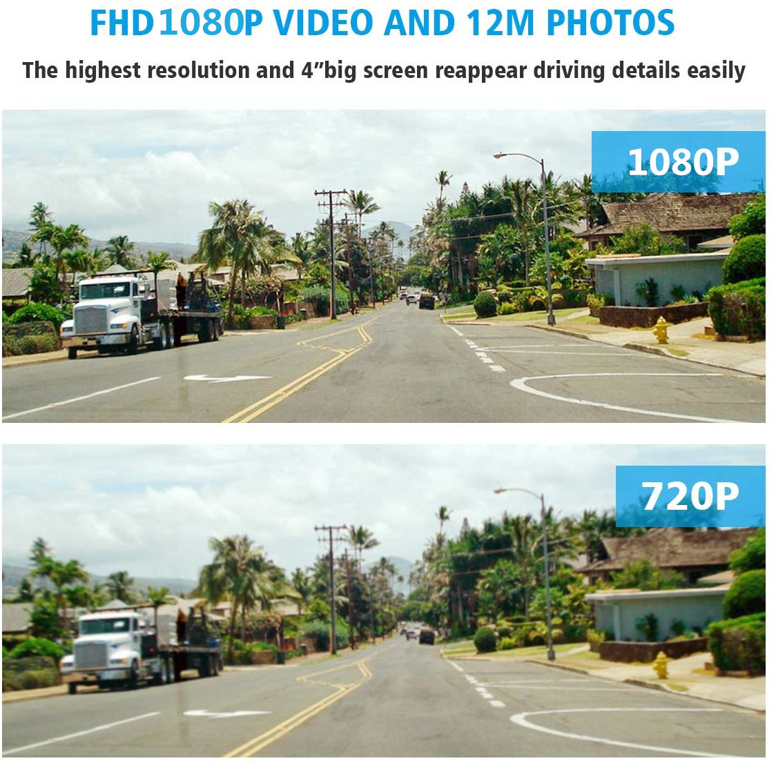1080P OEM ODM Front And Rear Dash Cam Front And Rear Wireless
