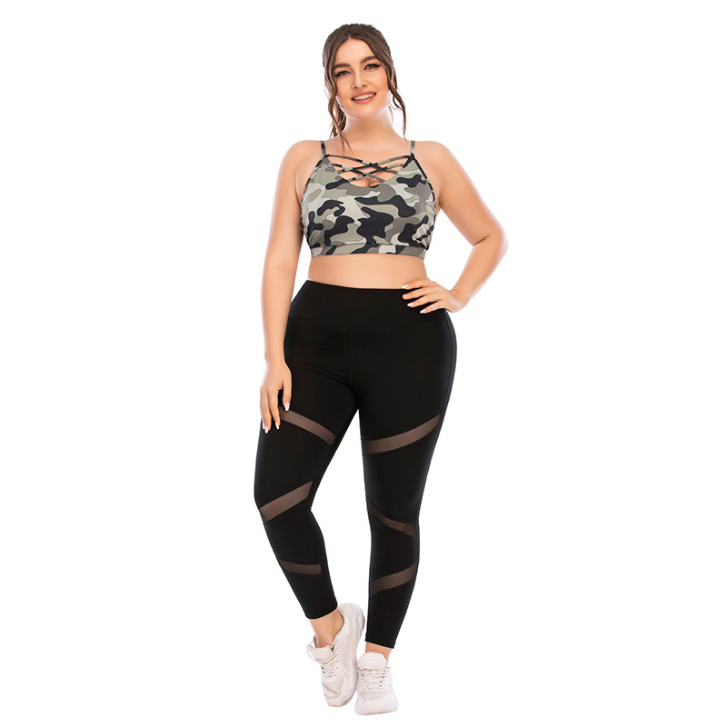 Printed Women's Sports Bra And Leggings Set 3XL Plus Size Breathable Sexy