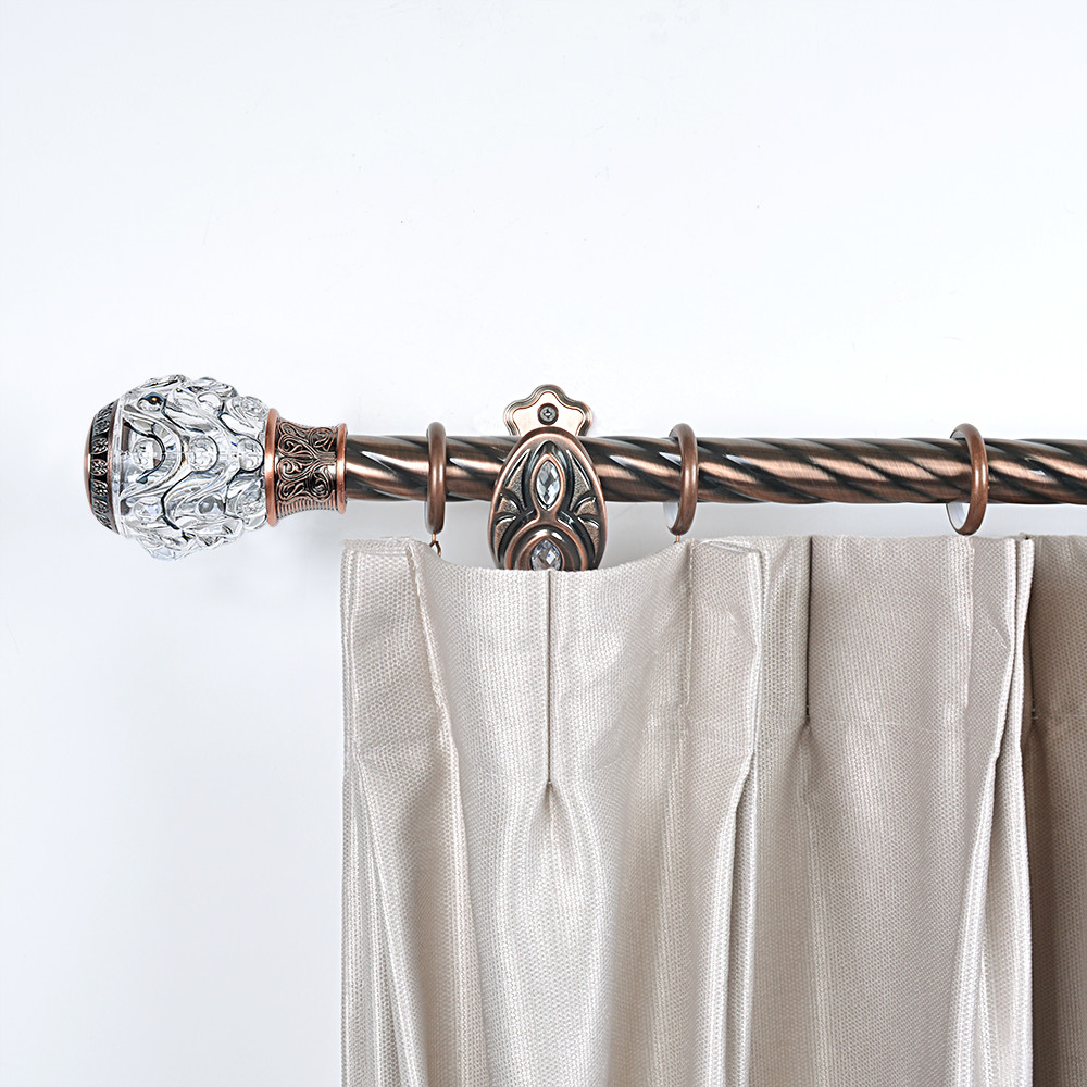 Vintage Curtain Rod Finials Crystal Collection Water Ripple With Cover Red 25mm Decorative Head