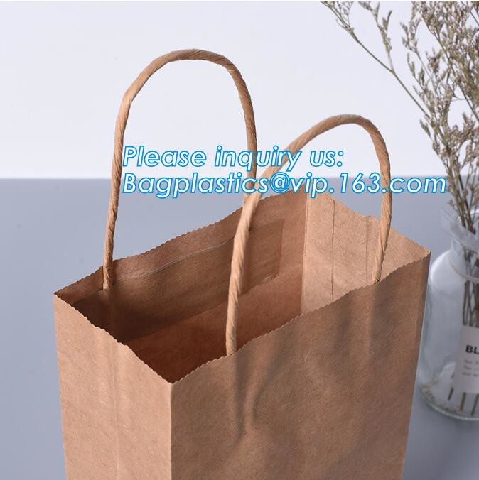 Customized Red Printed Kraft Paper Shopping Bag with Ribbon Handles and Bowknot,Kraft Paper Shopping Bag with Kinds off