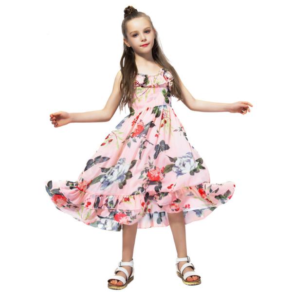 Girls Casual Summer Children'S Clothing Printed Off Shoulder Short Sleeve Ruffle