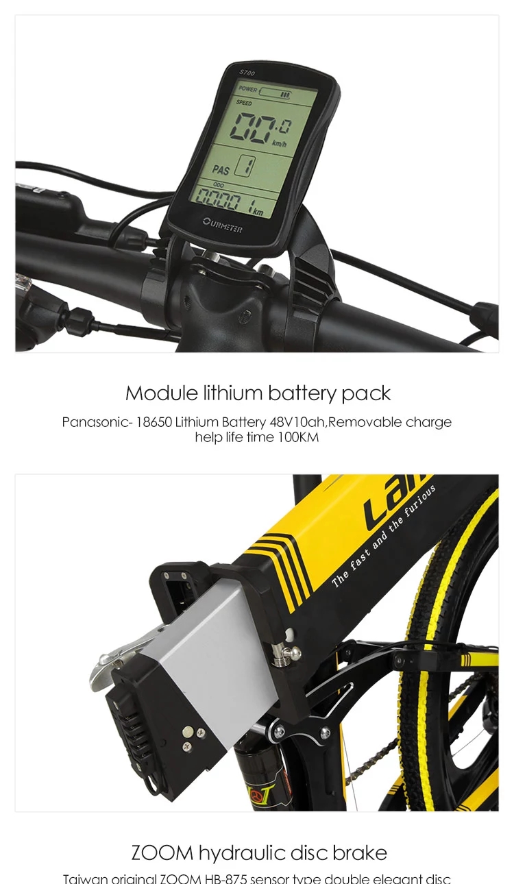 1000W Electric Snow Bike 26 Inch Hidden Battery 27 Speed Full Suspension