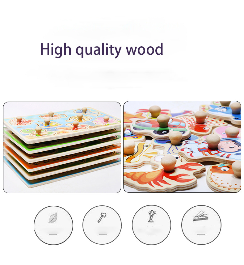 Unisex 15cm Wooden Animal Jigsaw Puzzles Wooden Educational Toys
