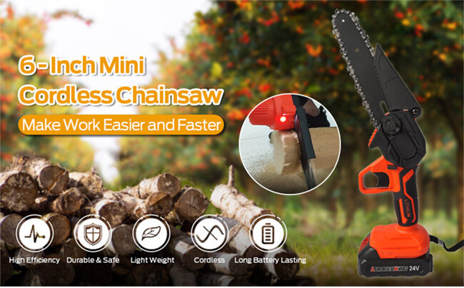 21V Pruning Saw Small Wood Spliting Machine Portable Mini Chainsaw 6 Inch