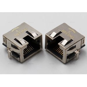 Offset / PIP PCB RJ45 Jack 90 Degree , PCB Modular Jack With EMI Gasket