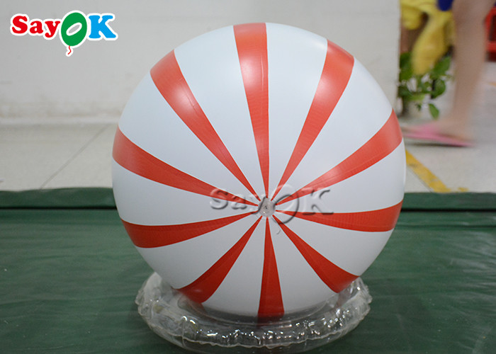 0.6m Red And White PVC Self Inflating Christmas Balloon Customized Store Decor