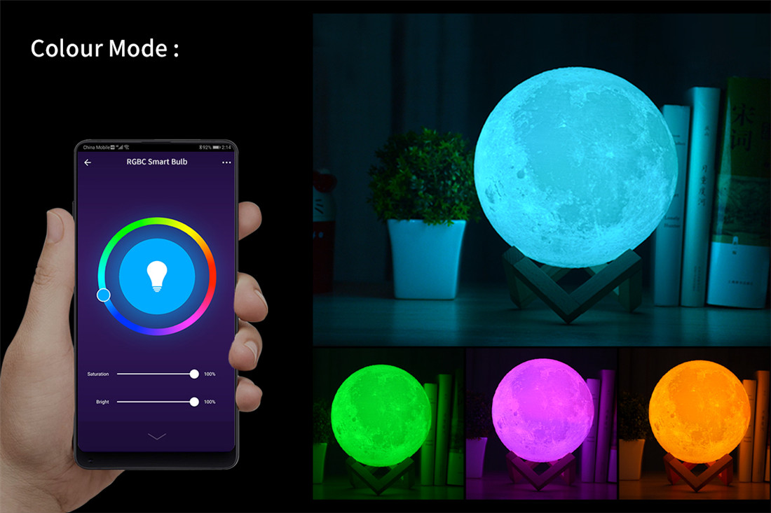 Smart Wi-Fi RGBCW Moon Lamp