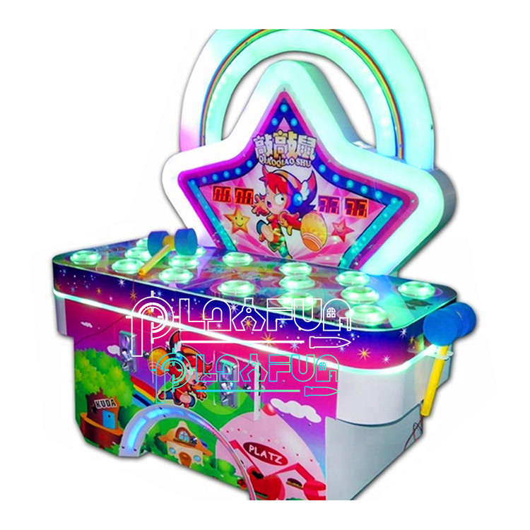 Coin operated interactive redemption Rainbow hit mouse whack a mole arcade hammer game machine