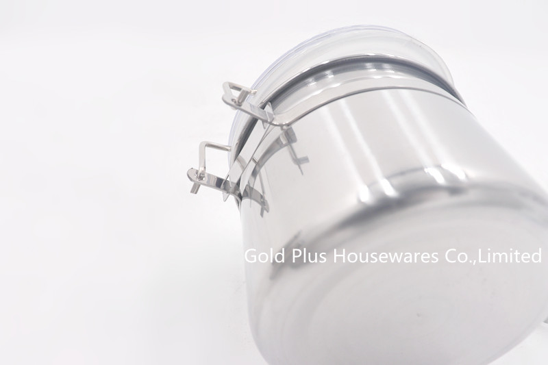 0.13cbm Metal Stainless Steel Canister Round Candy Tin Can With Clip Lid