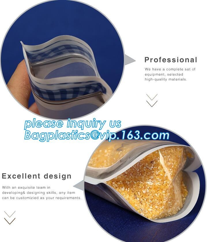 Resealable three -side sealed Aluminum Foil Zip Lock Bag/Food Moisture-proof k Pouch with Custom Logo, bagease