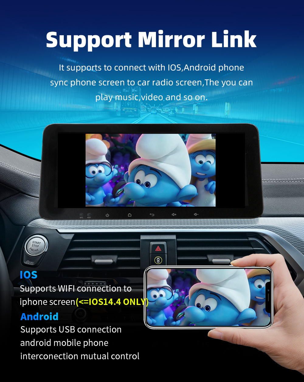 10.33 inch Universal Car Multimedia System with 4 64GB Storage and Android 11 12
